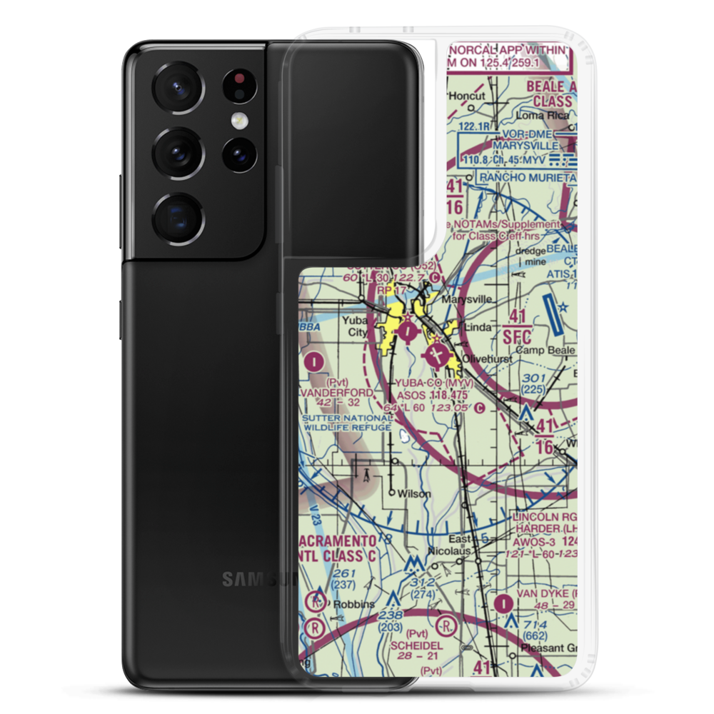 Yuba County Airport (MYV) VFR Sectional Samsung Case Samsung Galaxy S21 Ultra model shown