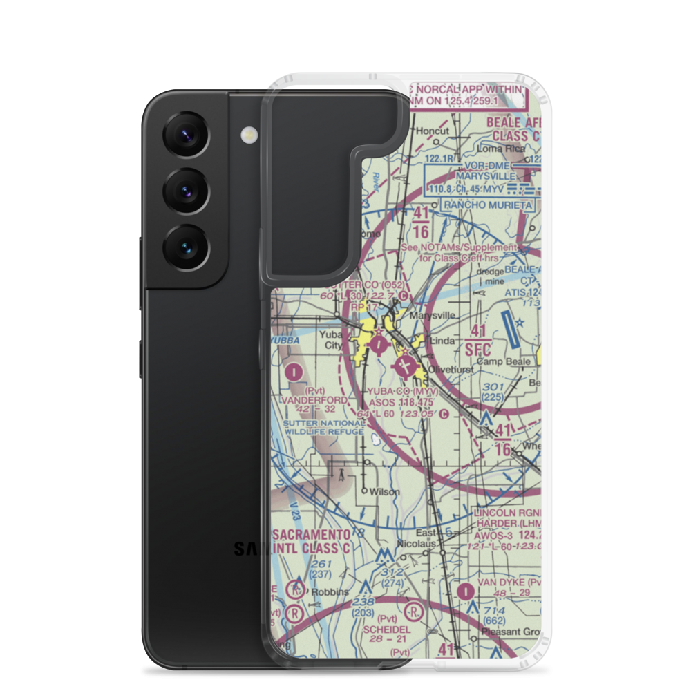 Yuba County Airport (MYV) VFR Sectional Samsung Case Samsung Galaxy S22 model shown