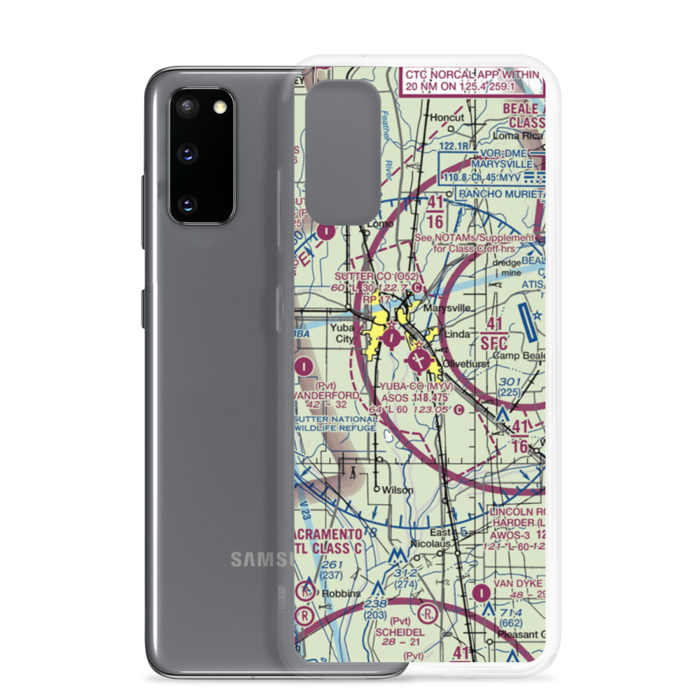 Yuba County Airport (MYV) VFR Sectional Samsung Case Samsung Galaxy S20 model shown