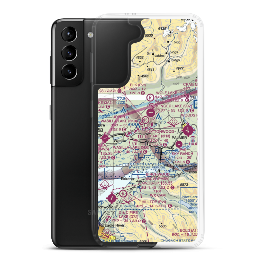 Yuknis Airport (23AK) VFR Sectional Samsung Case Samsung Galaxy S21 Plus model shown