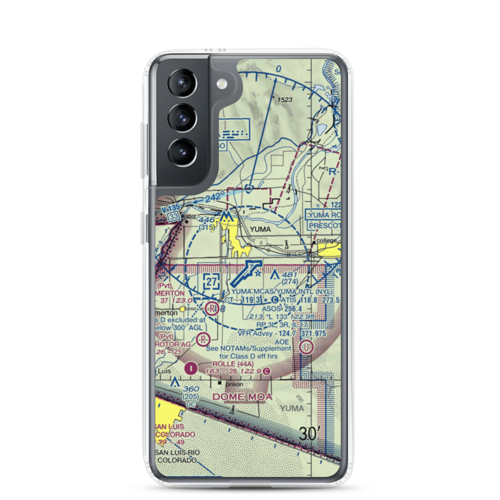 Yuma MCAS/Yuma International Airport (NYL) VFR Sectional Samsung Case Samsung Galaxy S21 model shown