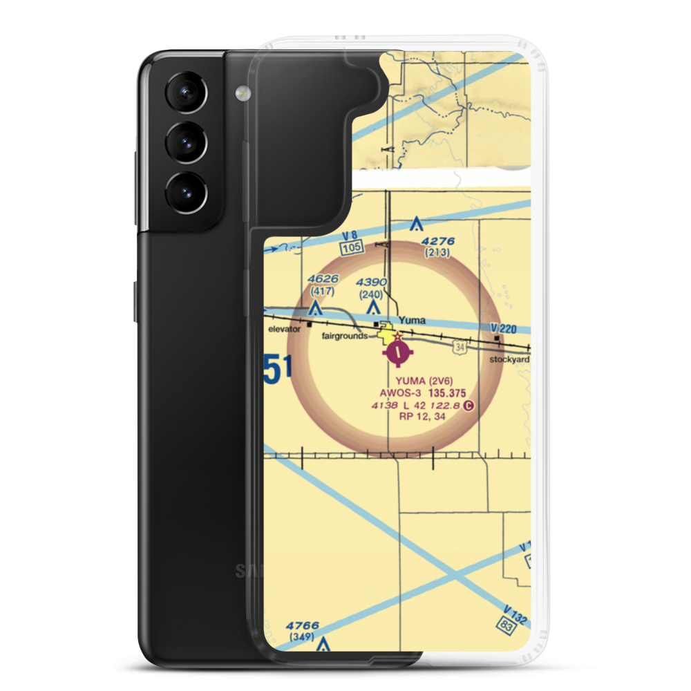 Yuma Municipal Airport (2V6) VFR Sectional Samsung Case Samsung Galaxy S21 Plus model shown