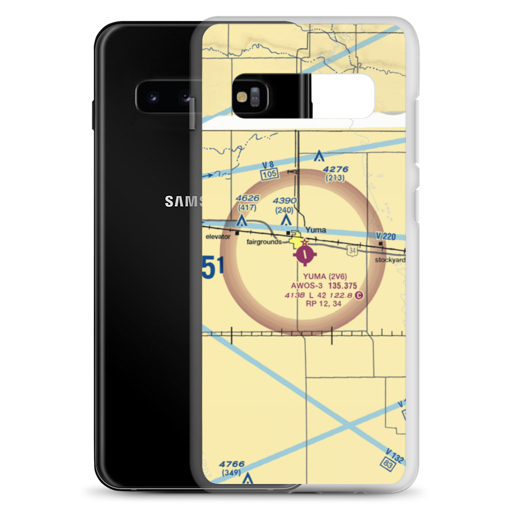 Yuma Municipal Airport (2V6) VFR Sectional Samsung Case Samsung Galaxy S10+ model shown