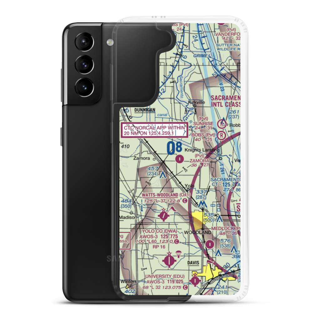 Zamora Airport (97CA) VFR Sectional Samsung Case Samsung Galaxy S21 Plus model shown