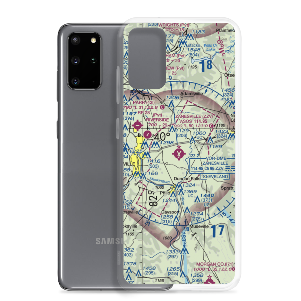 Zanesville Municipal Airport (ZZV) VFR Sectional Samsung Case Samsung Galaxy S20 Plus model shown