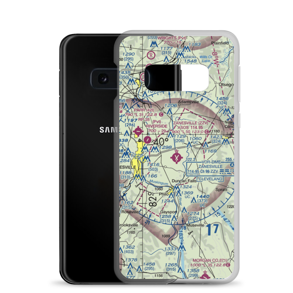 Zanesville Municipal Airport (ZZV) VFR Sectional Samsung Case Samsung Galaxy S10e model shown