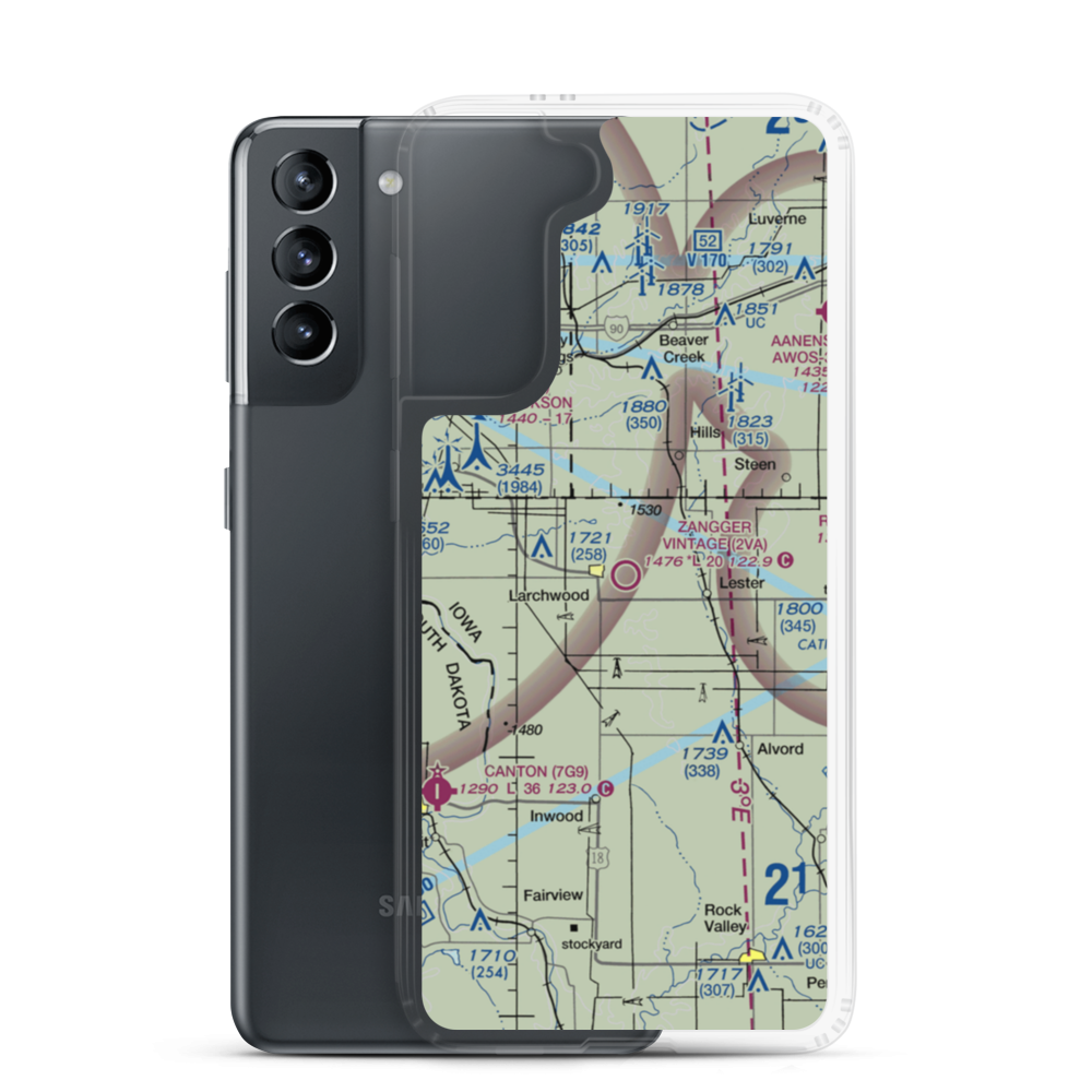 Zangger Vintage Airpark (2VA) VFR Sectional Samsung Case Samsung Galaxy S21 model shown
