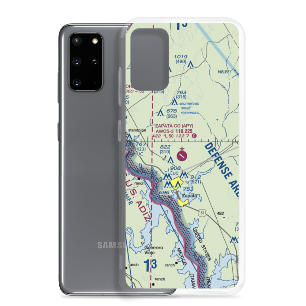Zapata County Airport (APY) VFR Sectional Samsung Case Samsung Galaxy S20 Plus model shown