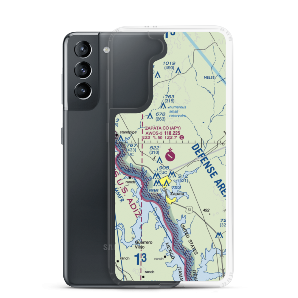 Zapata County Airport (APY) VFR Sectional Samsung Case Samsung Galaxy S21 model shown