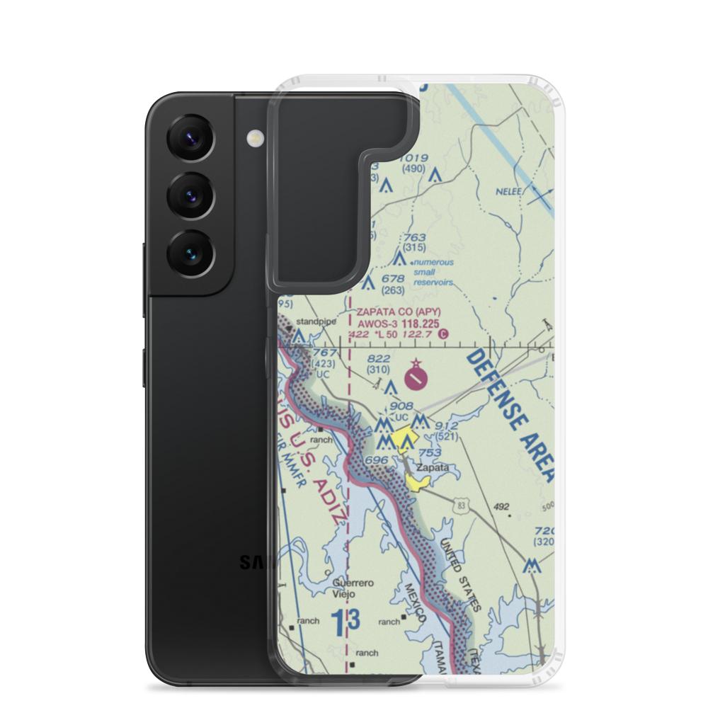 Zapata County Airport (APY) VFR Sectional Samsung Case Samsung Galaxy S22 model shown