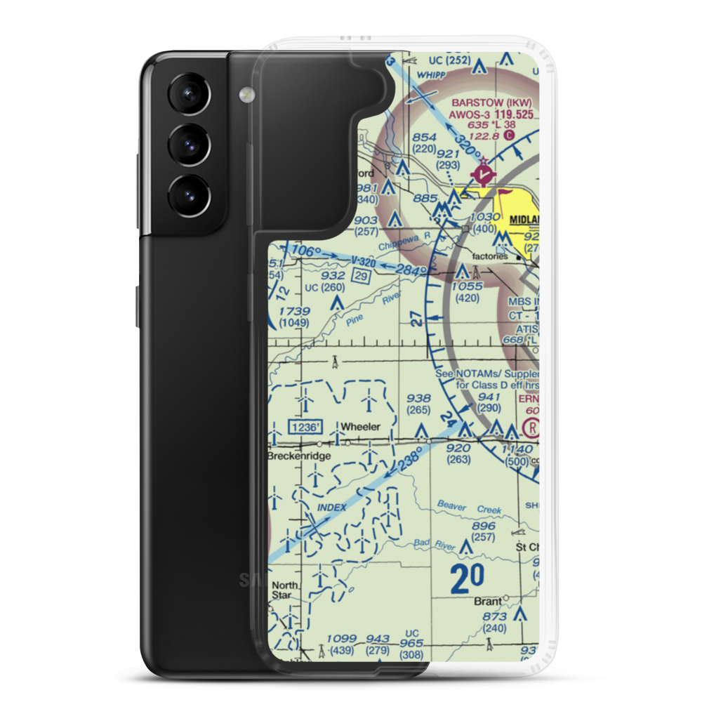 Zeitler Airport (MI55) VFR Sectional Samsung Case Samsung Galaxy S21 Plus model shown