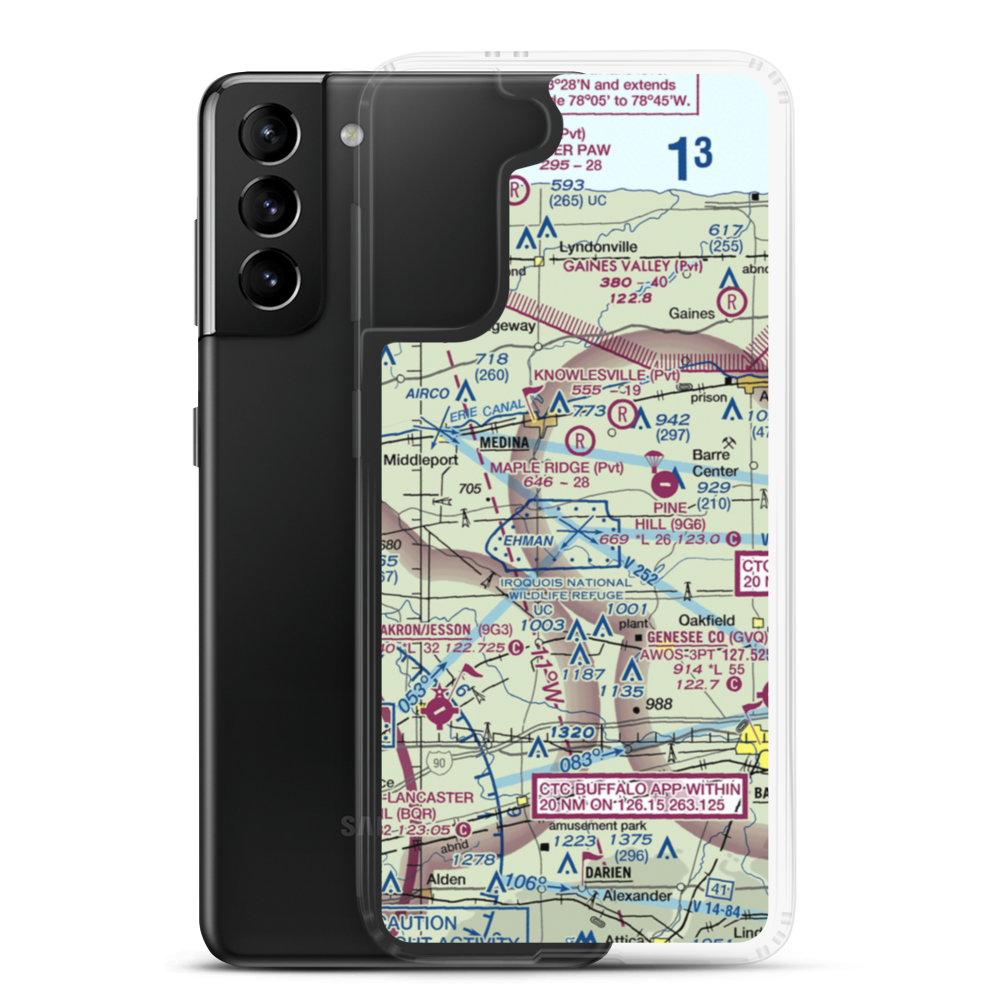 Zelazny Airport (88NY) VFR Sectional Samsung Case Samsung Galaxy S21 Plus model shown