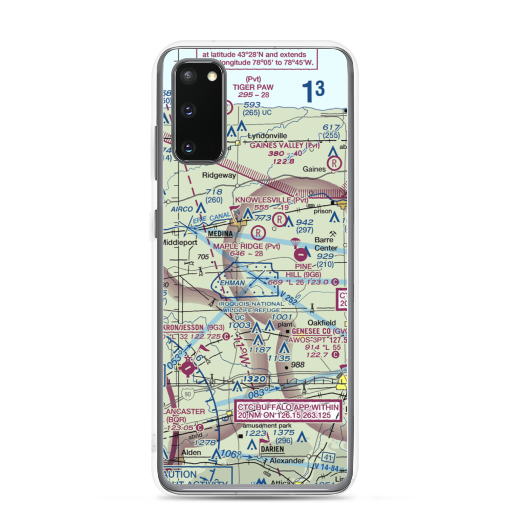 Zelazny Airport (88NY) VFR Sectional Samsung Case Samsung Galaxy S20 model shown