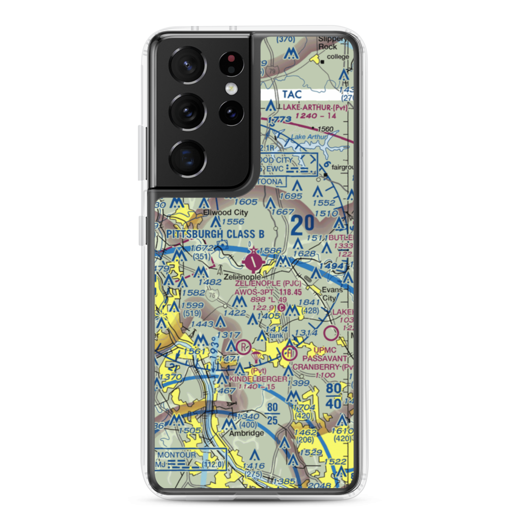 Zelienople Municipal Airport (PJC) VFR Sectional Samsung Case Samsung Galaxy S21 Ultra model shown