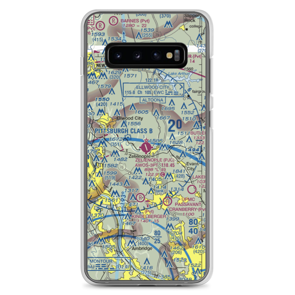 Zelienople Municipal Airport (PJC) VFR Sectional Samsung Case Samsung Galaxy S10+ model shown