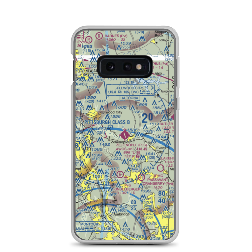 Zelienople Municipal Airport (PJC) VFR Sectional Samsung Case Samsung Galaxy S10e model shown