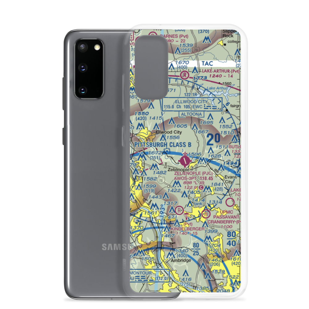 Zelienople Municipal Airport (PJC) VFR Sectional Samsung Case Samsung Galaxy S20 model shown