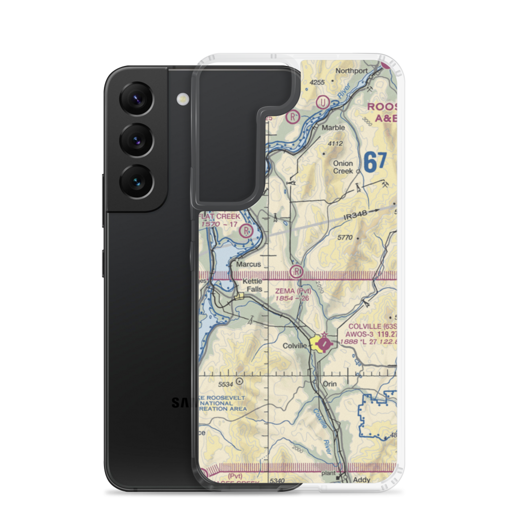 Zema Private Airport (WA72) VFR Sectional Samsung Case Samsung Galaxy S22 model shown