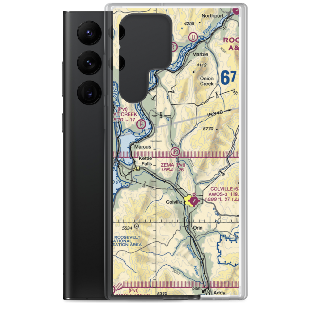 Zema Private Airport (WA72) VFR Sectional Samsung Case Samsung Galaxy S22 Ultra model shown