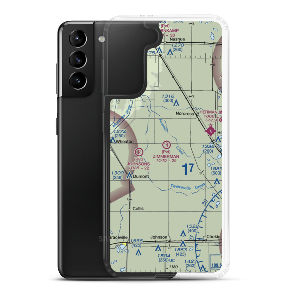 Zimmerman Airport (50MN) VFR Sectional Samsung Case Samsung Galaxy S21 Plus model shown