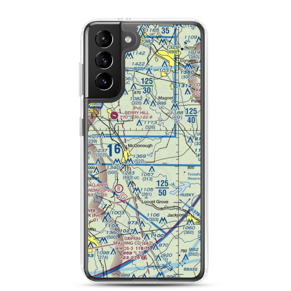 Zips Airport (63GA) VFR Sectional Samsung Case Samsung Galaxy S21 Plus model shown