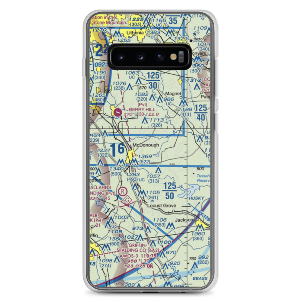 Zips Airport (63GA) VFR Sectional Samsung Case Samsung Galaxy S10+ model shown