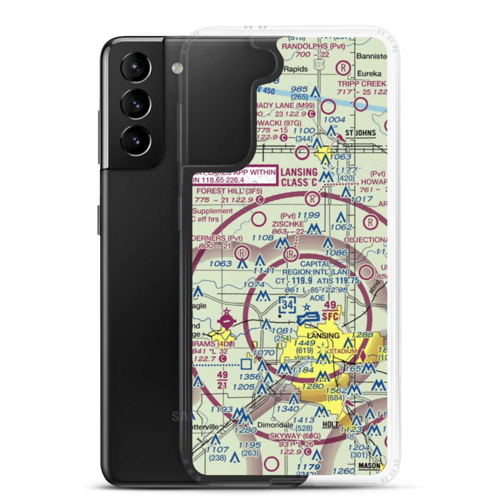 Zischke Airport (92MI) VFR Sectional Samsung Case Samsung Galaxy S21 Plus model shown