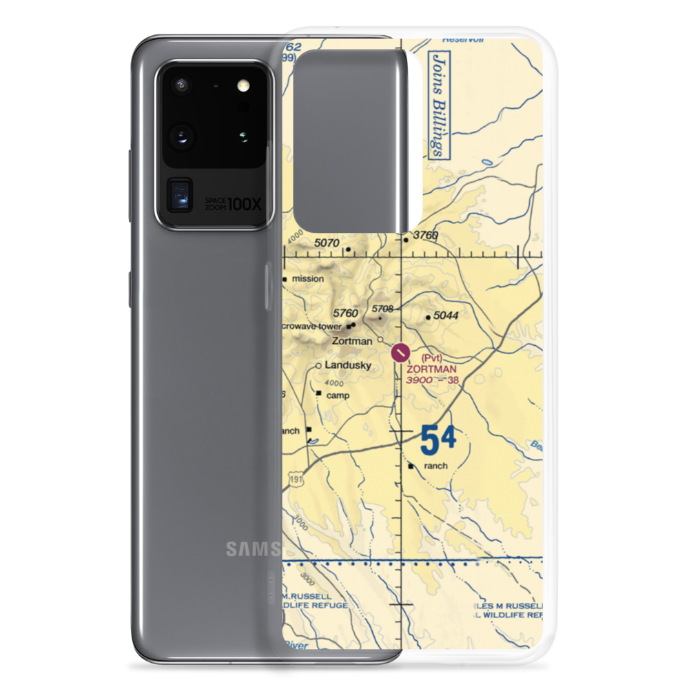 Zortman Airport (MT08) VFR Sectional Samsung Case Samsung Galaxy S20 Ultra model shown