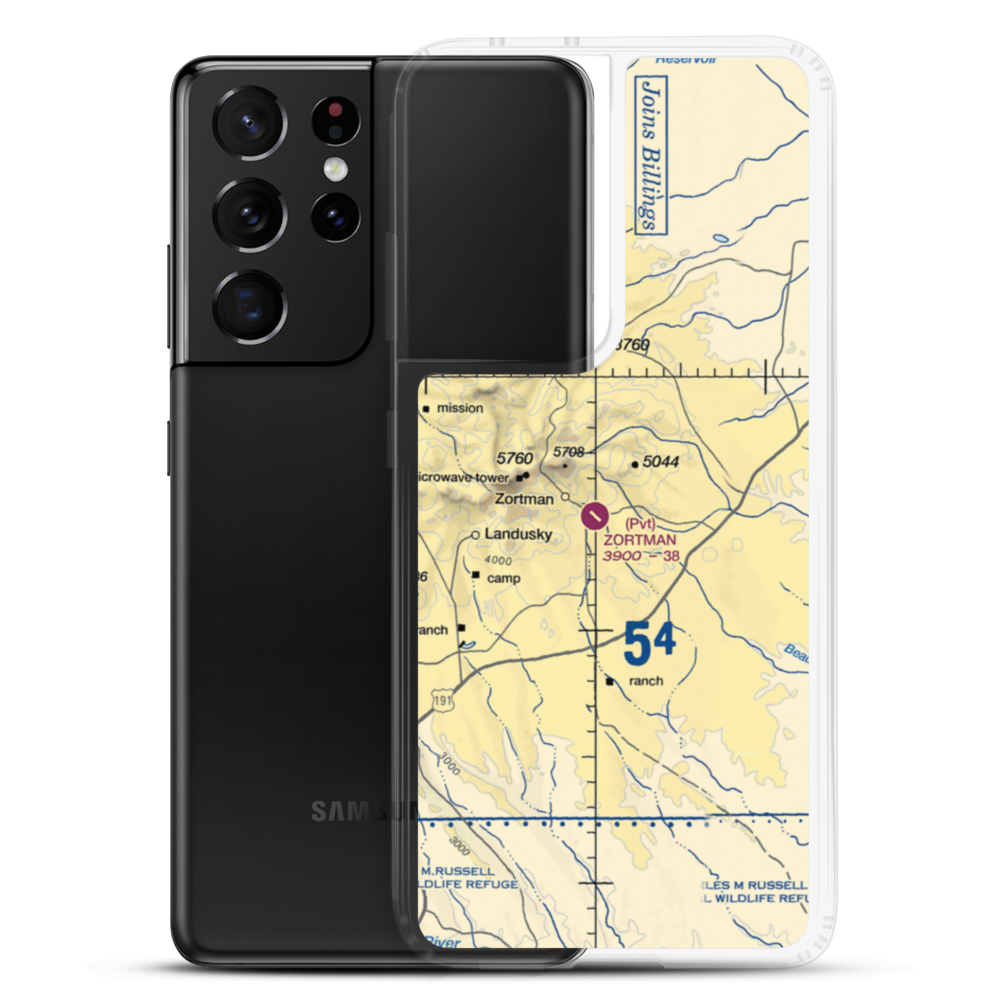 Zortman Airport (MT08) VFR Sectional Samsung Case Samsung Galaxy S21 Ultra model shown