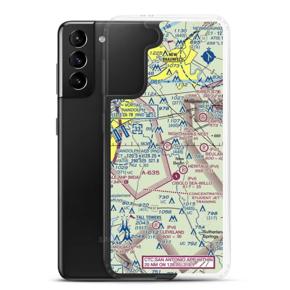 Zuehl Airport (1TE4) VFR Sectional Samsung Case Samsung Galaxy S21 Plus model shown