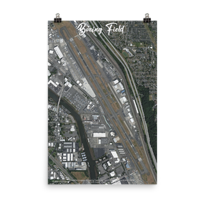 Boeing Field King County International Airport (KBFI) Satellite Image Poster