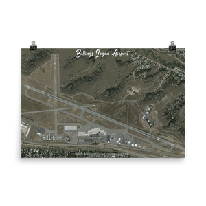 Billings Logan International Airport (KBIL) Satellite Image Poster