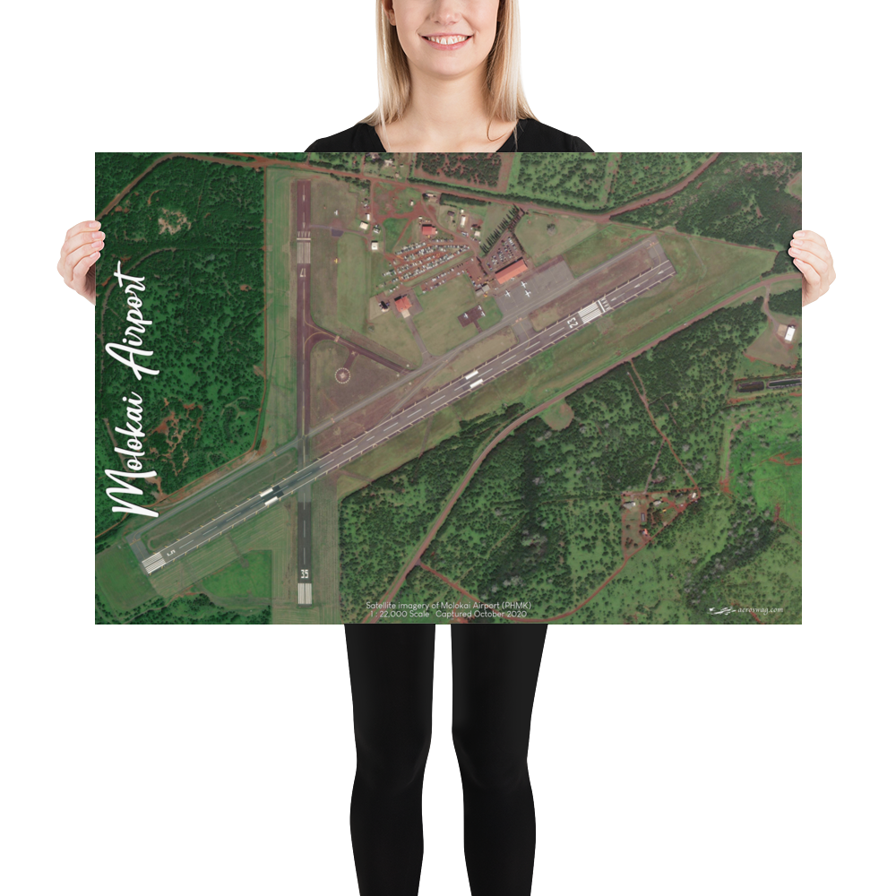 Molokai Airport (PHMK) Satellite Image Poster 