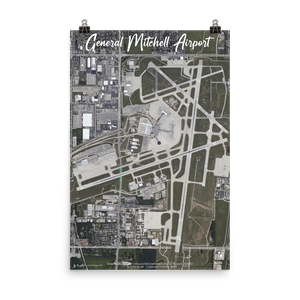 General Mitchell International Airport (KMKE) Satellite Image Poster