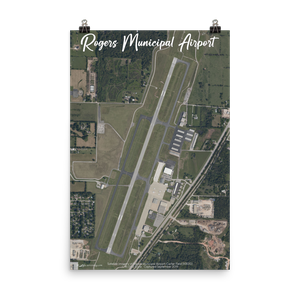 Rogers Municipal Airport-Carter Field (KROG) Satellite Image Poster