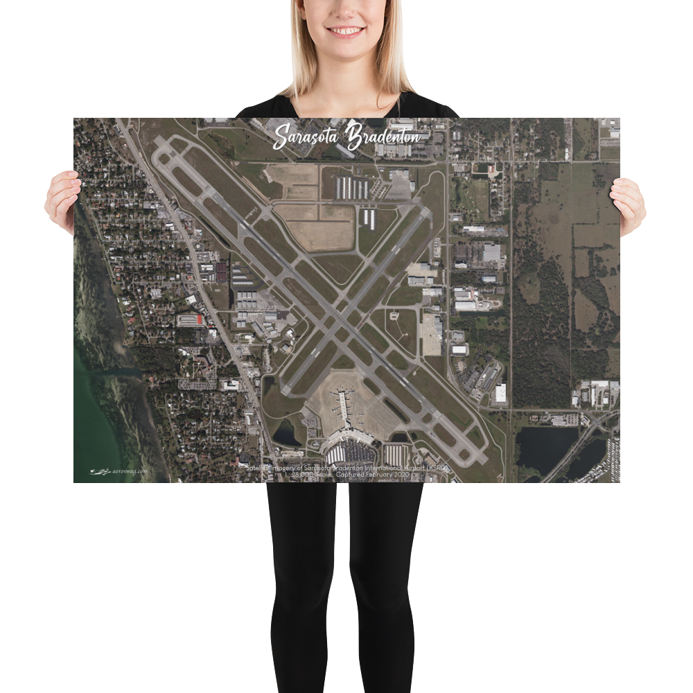Sarasota Bradenton International Airport (KSRQ) Satellite Image Poster 