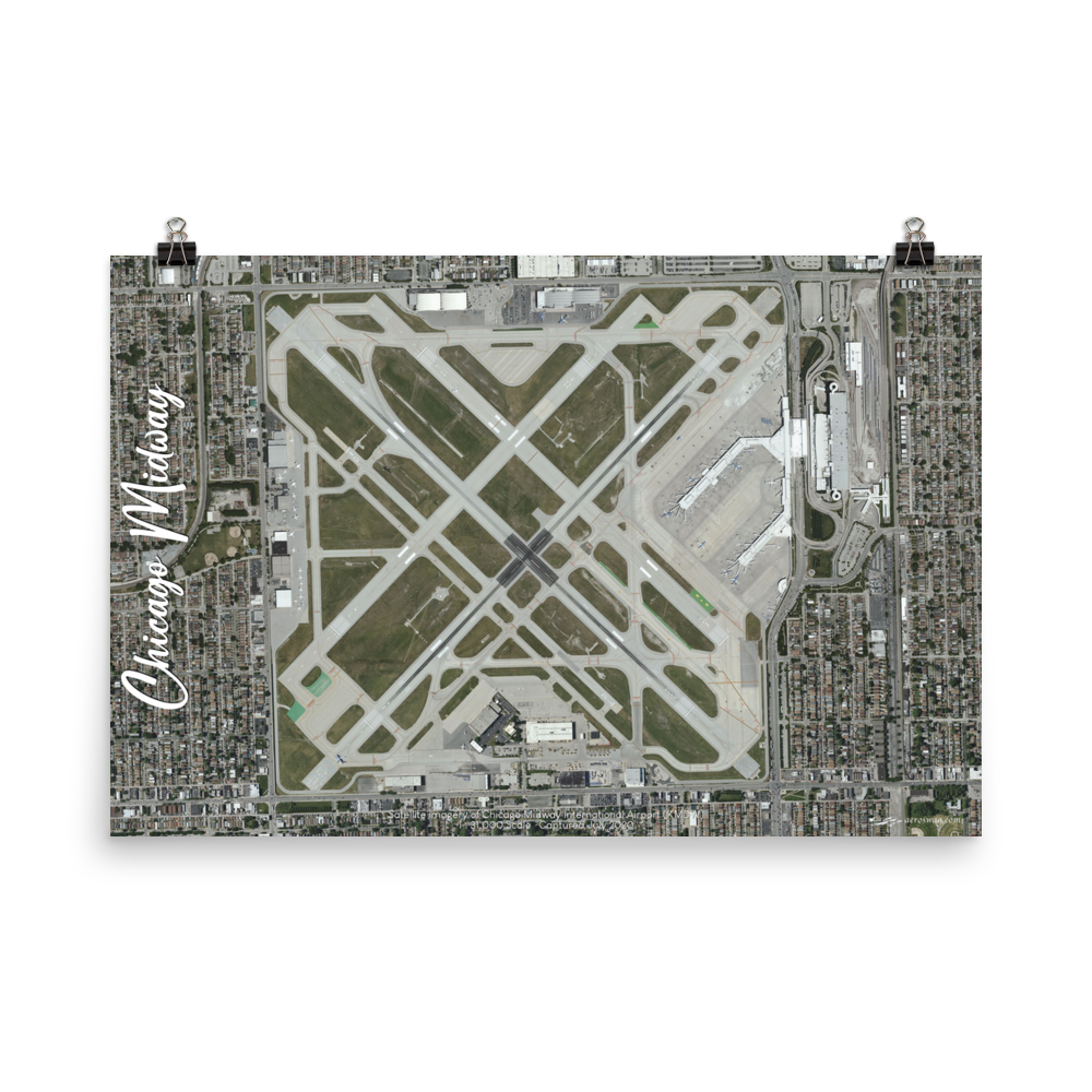 Chicago Midway International Airport (KMDW) Satellite Image Poster 