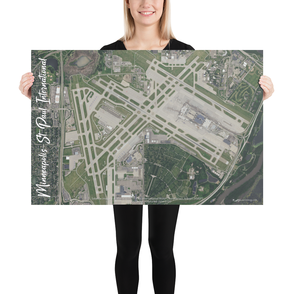 Minneapolis-St Paul International/Wold-Chamberlain Airport (KMSP) Satellite Image Poster 