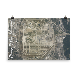 Chicago O'Hare International Airport (KORD) Satellite Image Poster