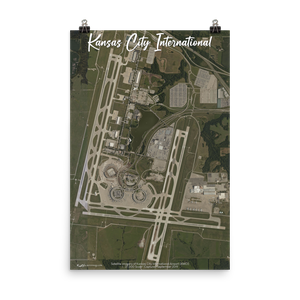 Kansas City International Airport (KMCI) Satellite Image Poster