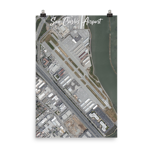 San Carlos Airport (KSQL) Satellite Image Poster