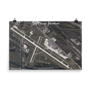 Gary Chicago International Airport (KGYY) Satellite Image Poster