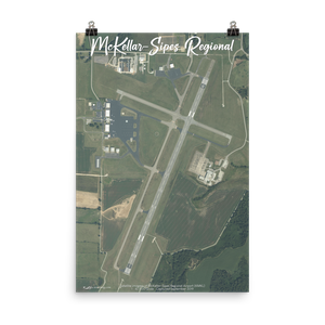 McKellar-Sipes Regional Airport (KMKL) Satellite Image Poster