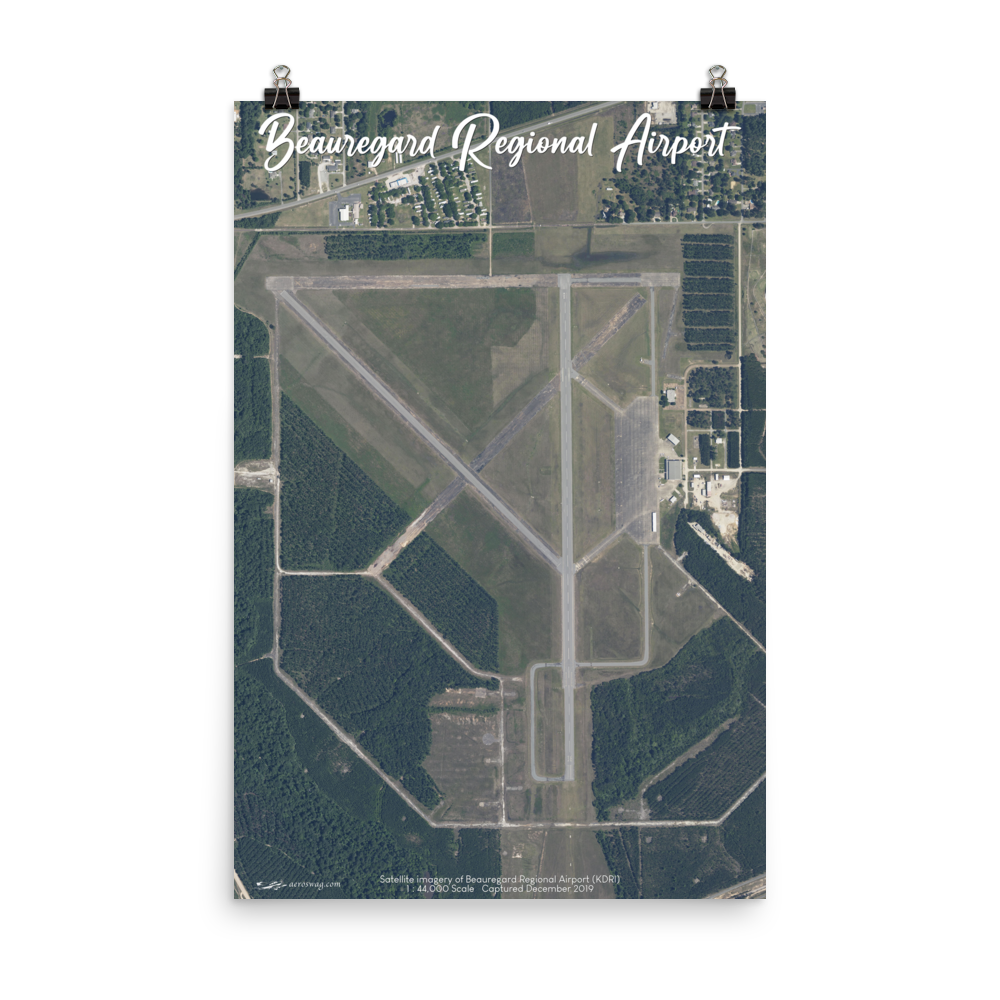 Beauregard Regional Airport (KDRI) Satellite Image Poster 