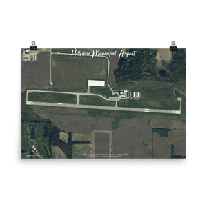 Hillsdale Municipal Airport (KJYM) Satellite Image Poster
