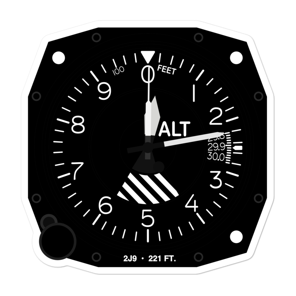 Quincy Municipal Airport (2J9) Altimeter Stickers 