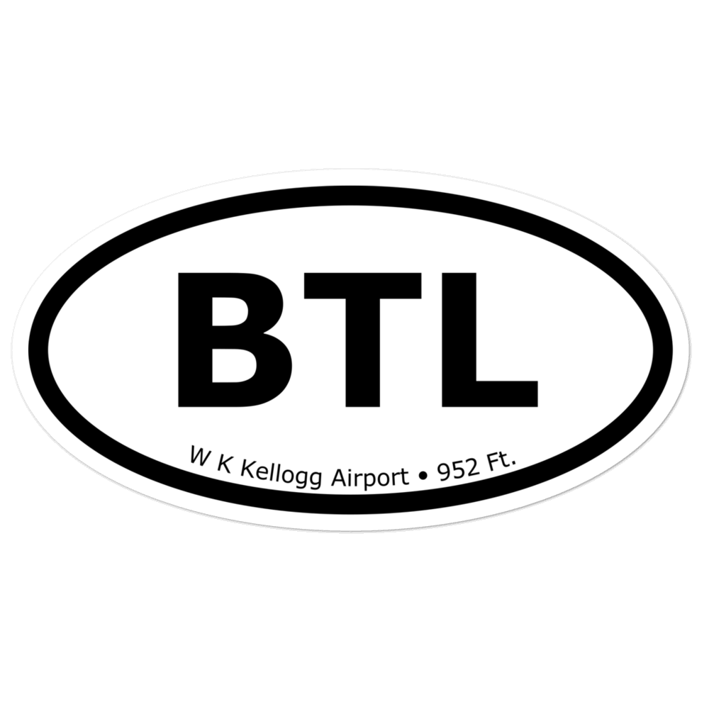W K Kellogg Airport (KBTL) Oval Sticker 
