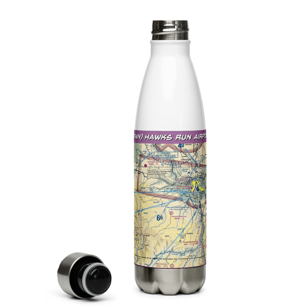 Hawks Run Airport (00WN) VFR Sectional Water Bottle 