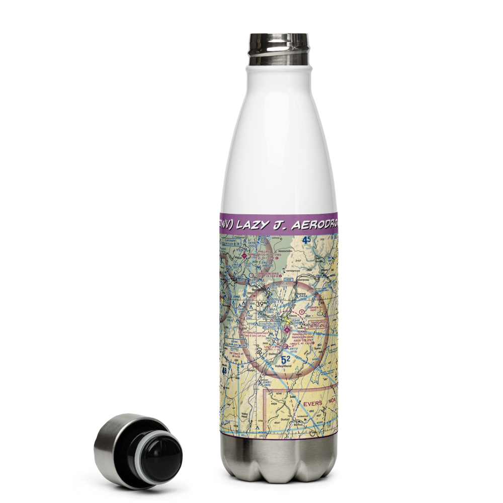 Lazy J. Aerodrome (00WV) VFR Sectional Water Bottle 