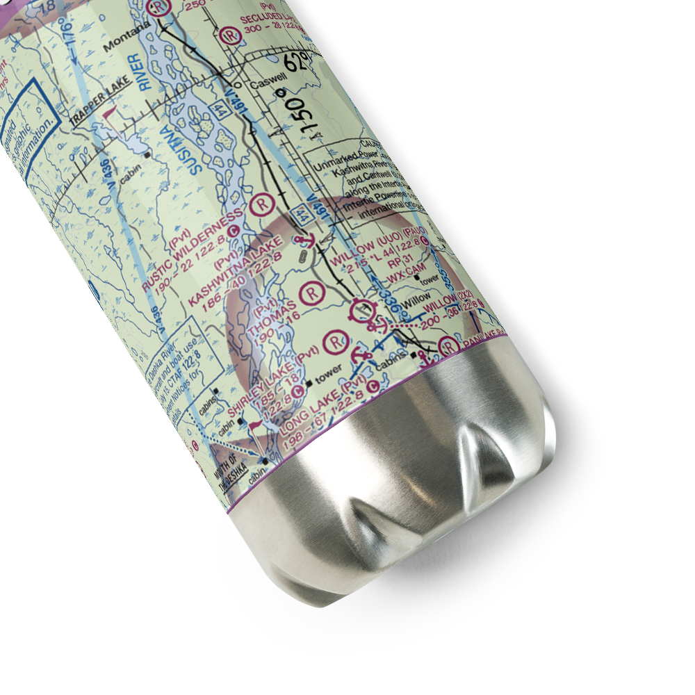 Rustic Wilderness Airport (02AK) VFR Sectional Water Bottle 